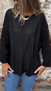 Ladies Round Neck Sleeve Hollowed Out Casual Top