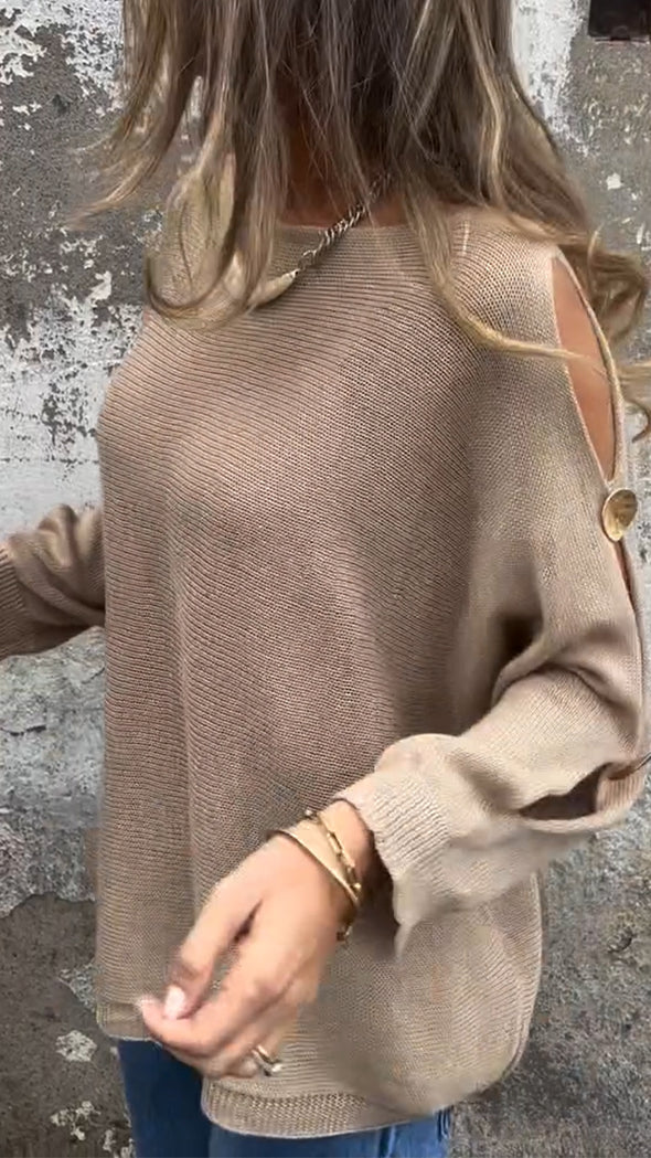 Ladies Round Neck Sleeve Hollowed Out Casual Top