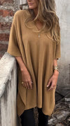 Women V-neck Solid Color Casual Top