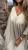 Women V-neck Solid Color Casual Top