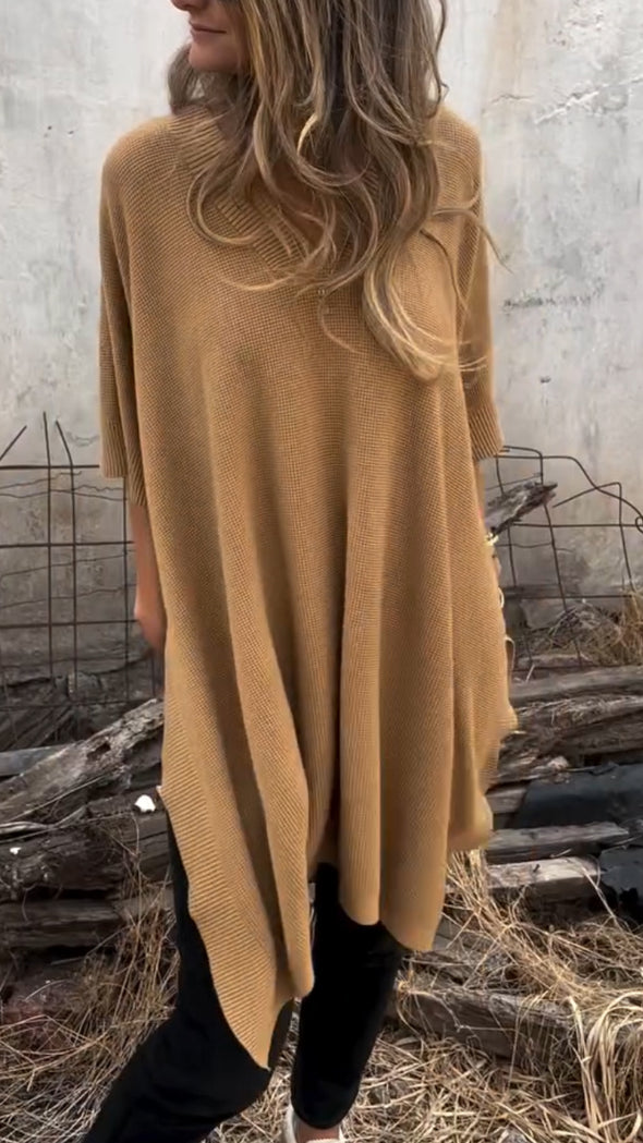 Women V-neck Solid Color Casual Top