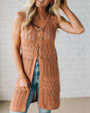 Ladies Round Neck Printed Hollowed Out Casual Cardigan