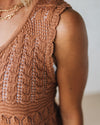 Ladies Round Neck Printed Hollowed Out Casual Cardigan