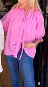Women Round Neck Hollow Strap Casual Top