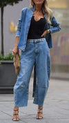 Ladies Round Neck Coat+ Pants Casual Set