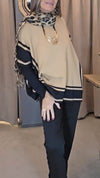 Women Round Neck Striped Contrasting Color Casual Tops