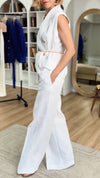 Women Lapel Button Top + Pants Temperament Casual Suit