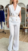 Women Lapel Button Top + Pants Temperament Casual Suit