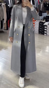 Women Lapel Metal Buckle Decoration Casual Windbreaker