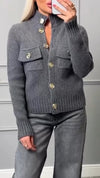 Women Round Neck Breasted Knitted Casual Sweater