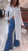 Ladies Lapel Breasted Rhinestone Casual Cardigan