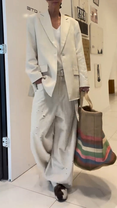 Women Lapel Jacket + Pants Temperament Casual Suit