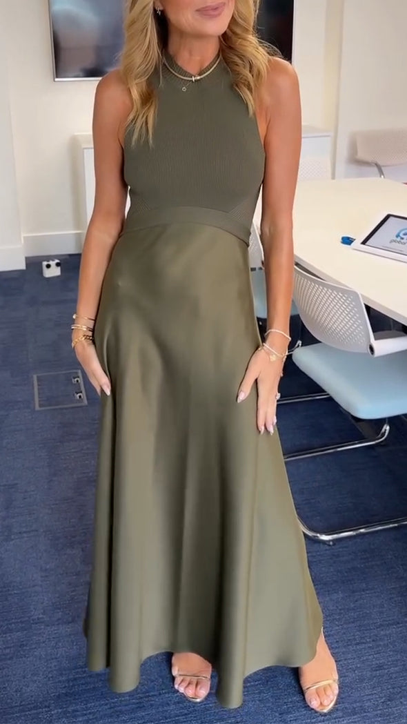 Women Spliced Elegant Casual Solid Color Dress