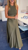 Women Spliced Elegant Casual Solid Color Dress