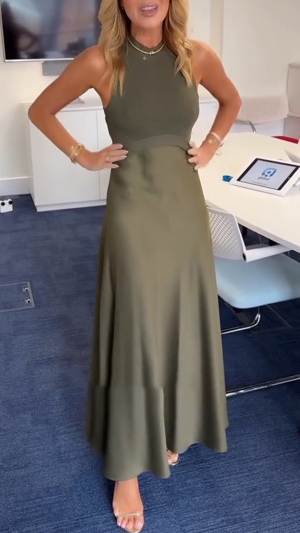 Women Spliced Elegant Casual Solid Color Dress