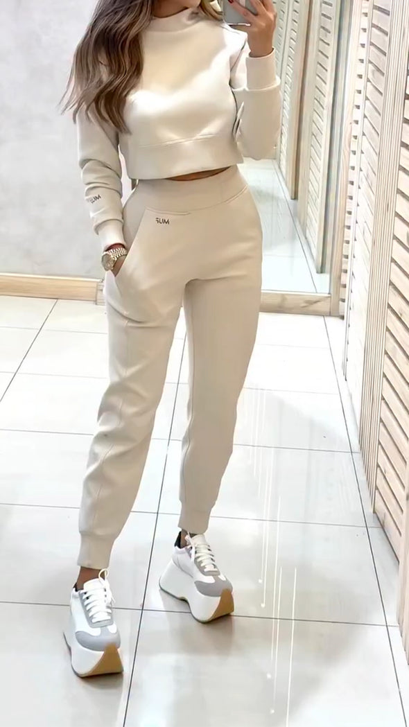 Women Round Neck Casual Suit