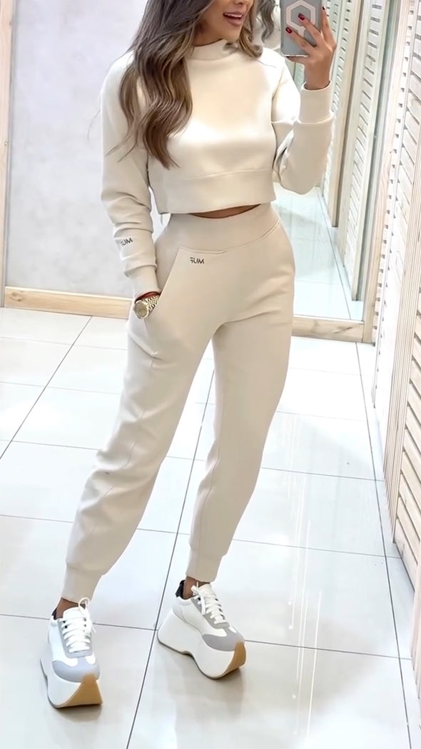 Women Round Neck Casual Suit