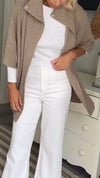 Women Lapel Solid Color Knitted Cardigan