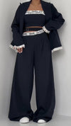 Women Splicing Printed Temperament Casual Three-piece Set
