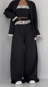 Women Splicing Printed Temperament Casual Three-piece Set