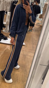 Women Lapel Vertical Jacket + Pants Casual Set