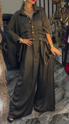 Womens Lapel Irregular Top + Pants Casual Suit