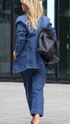 Women Lapel Jacket + Pants Temperament Commuter Denim Set