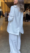 Women Lapel Jacket + Pants Solid Color Temperament Commuter Set