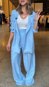 Women Lapel Jacket + Pants Solid Color Temperament Commuter Set