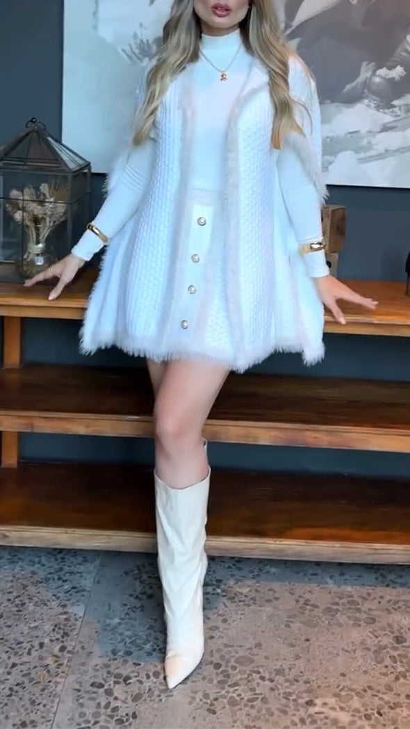Women Plush Knitted Shawl Temperament Casual Coat