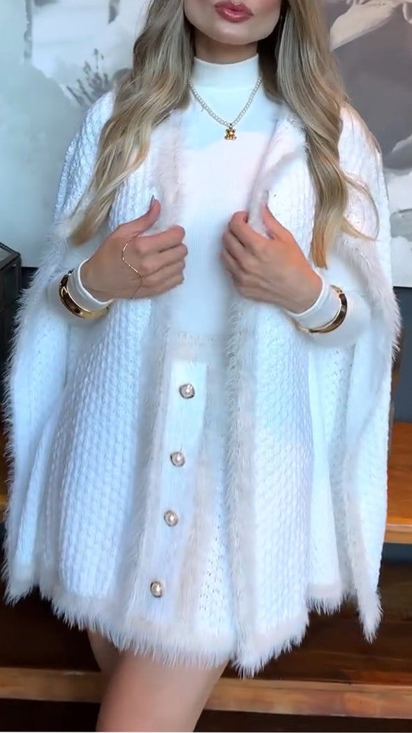 Women Plush Knitted Shawl Temperament Casual Coat