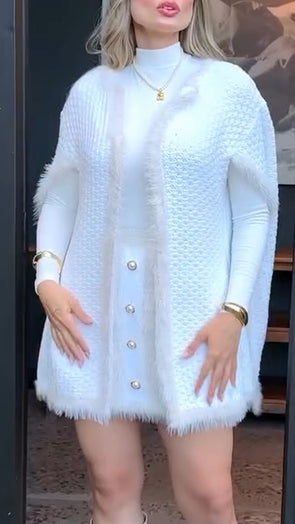 Women Plush Knitted Shawl Temperament Casual Coat