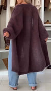 Women Solid Color Plush Casual Cardigan