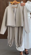Womens V-neck Solid Color Temperament Casual Set
