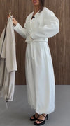 Womens V-neck Solid Color Temperament Casual Set