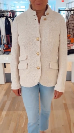 Womens Round Neck and Breasted Woolen Casual Coat