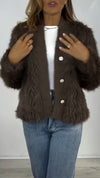 Women Spliced Plush Casual Cardigan