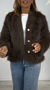 Women Spliced Plush Casual Cardigan