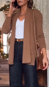 Womens Solid Color Casual Knitted Cardigan
