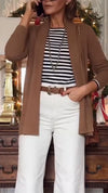 Womens Solid Color Casual Knitted Cardigan