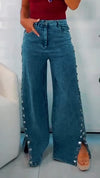 Womens Side Hot Diamond Casual Jeans