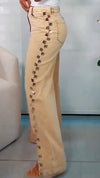 Womens Side Hot Diamond Casual Jeans