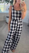 Womens Spliced Plaid Casual Jumpsuits