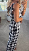 Womens Spliced Plaid Casual Jumpsuits