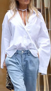 Womens Lapel Shirt + Ripped Washing Jeans Casual Set