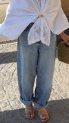 Womens Lapel Loose Shirt + Wash Jeans Temperament Casual Suit