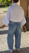 Womens Lapel Loose Shirt + Wash Jeans Temperament Casual Suit