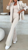 Womens Lapel Solid Color Temperament Commuter Set