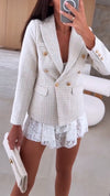 Womens Lapel Metal Buckle Decorative Casual Jacket