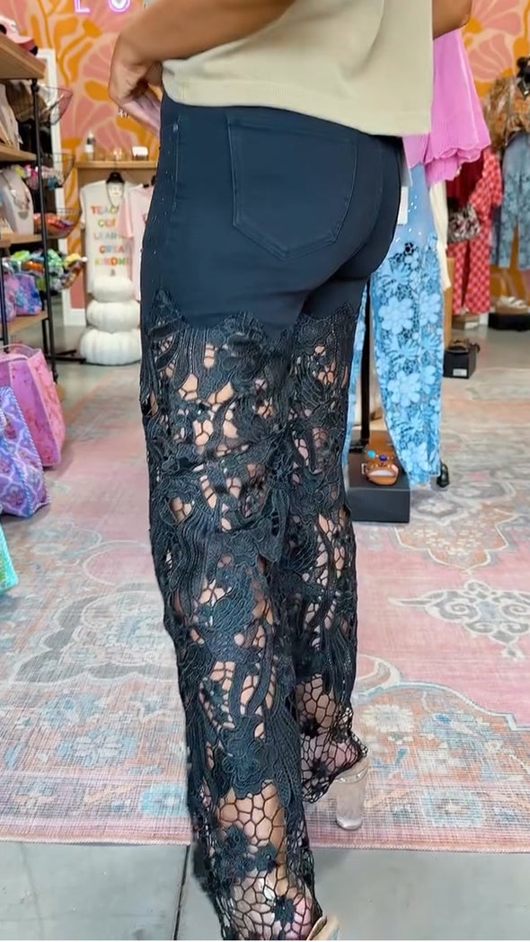 Womens Spliced Hot Diamond Printing Hollow Casual Pants